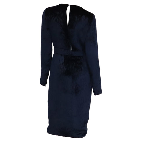 Women's Gucci Leopard Pattern Faux Wrap Dress in Navy Blue Velvet