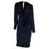 Women's Gucci Leopard Pattern Faux Wrap Dress in Navy Blue Velvet