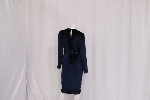 Women's Gucci Leopard Pattern Faux Wrap Dress in Navy Blue Velvet