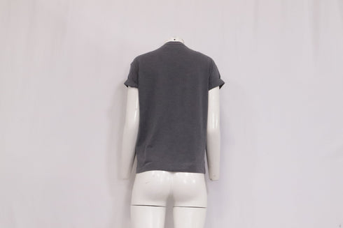 Women's Brunello Cucinelli Crew Neck Short Sleeve T-Shirt in Grey Cotton
