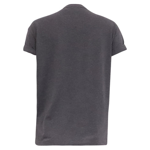 Women's Brunello Cucinelli Crew Neck Short Sleeve T-Shirt in Grey Cotton