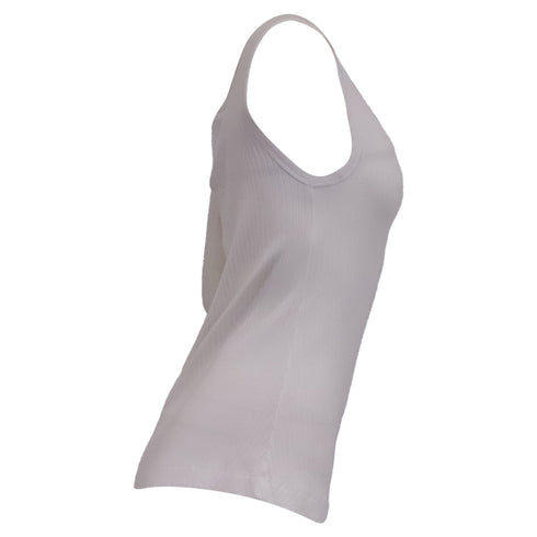 Women's Dries Van Noten Ribbed Tank Top in White Cotton