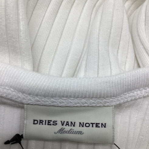 Women's Dries Van Noten Ribbed Tank Top in White Cotton