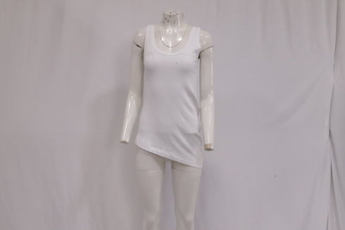 Women's Dries Van Noten Ribbed Tank Top in White Cotton