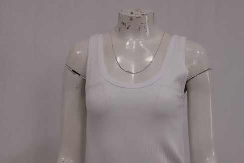 Women's Dries Van Noten Ribbed Tank Top in White Cotton