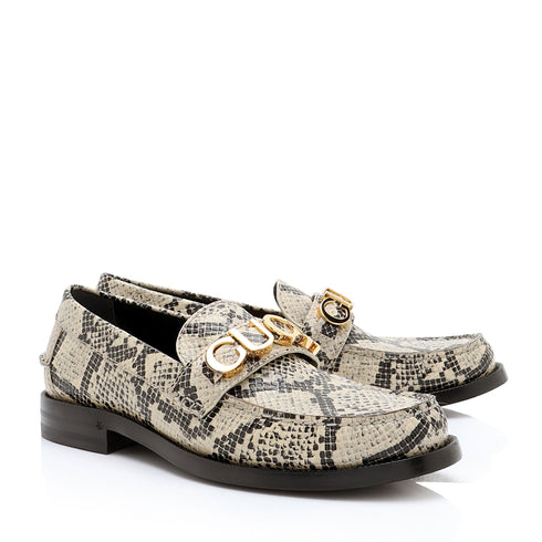 Women's Gucci Python Embossed Logo Loafers - Size 7.5 / 37.5