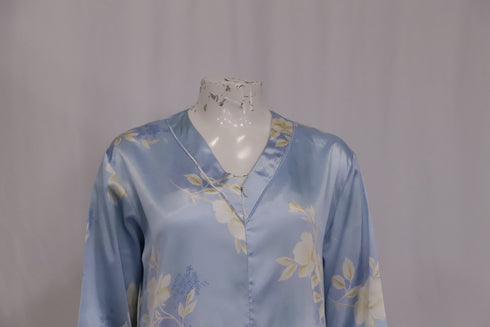 Women's Oscar de la Renta Floral Caftan Dress in Light Blue Polyester