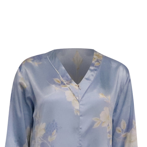 Women's Oscar de la Renta Floral Caftan Dress in Light Blue Polyester