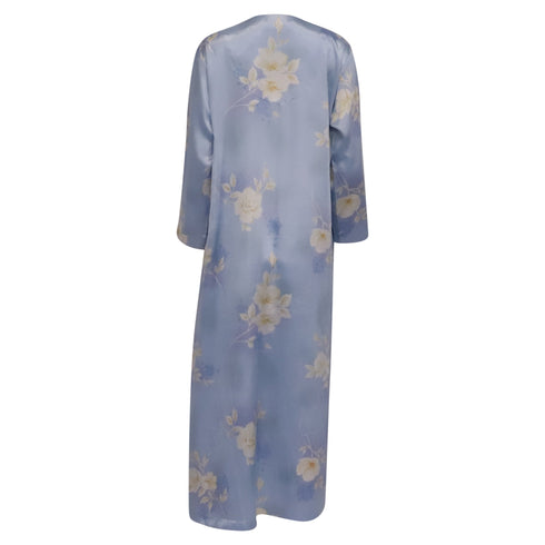 Women's Oscar de la Renta Floral Caftan Dress in Light Blue Polyester