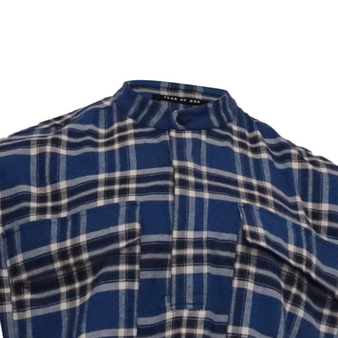 Men's Fear of God Checkered Flannel Vest in Blue Cotton