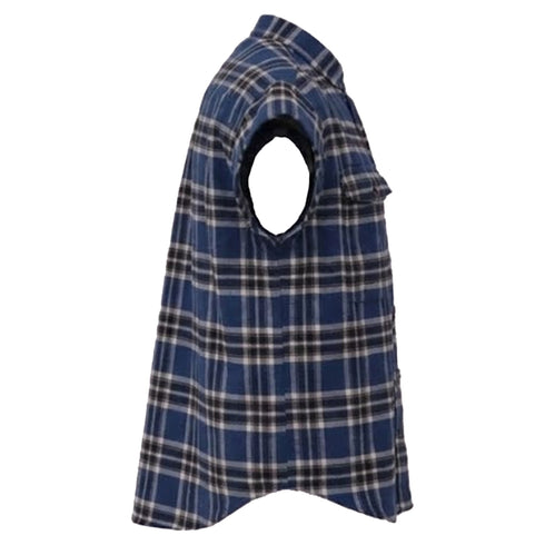 Men's Fear of God Checkered Flannel Vest in Blue Cotton