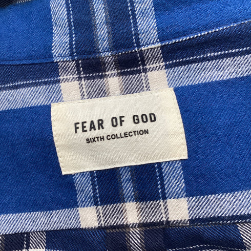Men's Fear of God Checkered Flannel Vest in Blue Cotton