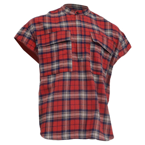 Men's Fear Of God Checkered Flannel Vest in Red Cotton