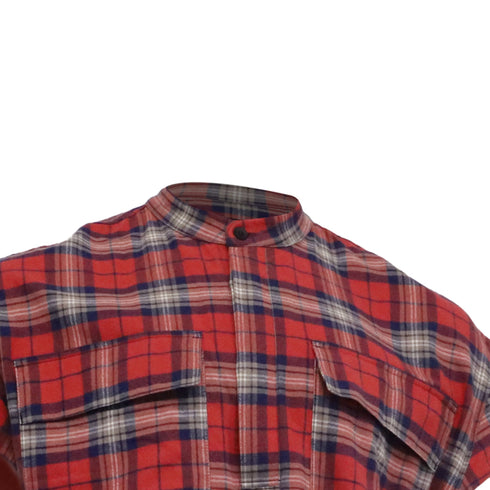 Men's Fear Of God Checkered Flannel Vest in Red Cotton