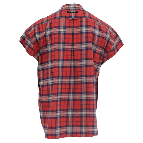 Men's Fear Of God Checkered Flannel Vest in Red Cotton