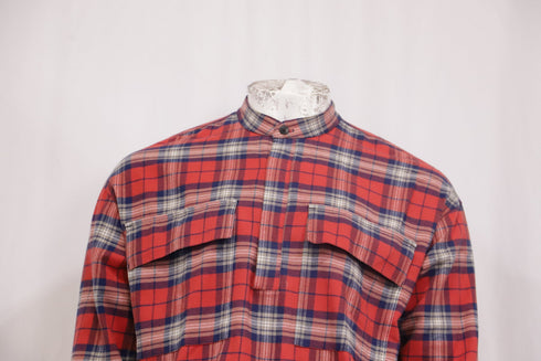 Men's Fear Of God Plaid Flannel in Red Cotton