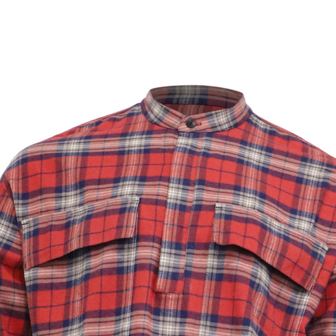 Men's Fear Of God Plaid Flannel in Red Cotton
