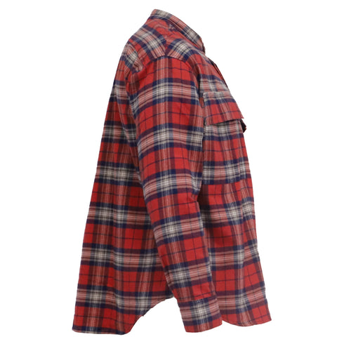 Men's Fear Of God Plaid Flannel in Red Cotton