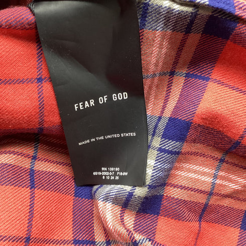 Men's Fear Of God Plaid Flannel in Red Cotton