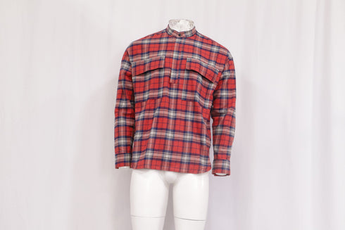 Men's Fear Of God Plaid Flannel in Red Cotton