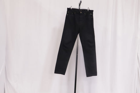 Men's Saint Laurent High Rise Straight Leg Denim Pants in Black Cotton