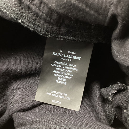 Men's Saint Laurent High Rise Straight Leg Denim Pants in Black Cotton