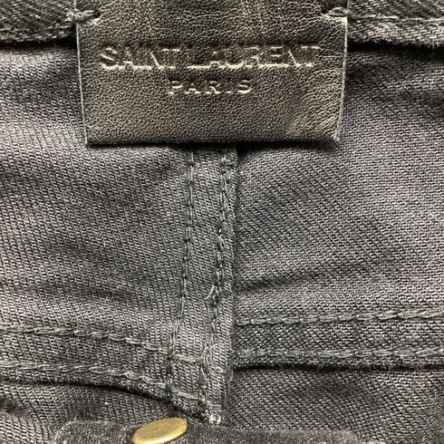 Men's Saint Laurent High Rise Straight Leg Denim Pants in Black Cotton