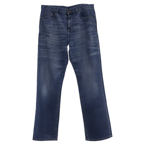 Men's Saint Laurent Mid Rise Jeans in Blue Cotton