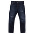 Men's Brunello Cucinelli Tattered Denim Jeans in Navy Blue Cotton