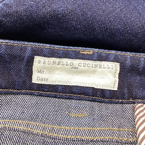 Men's Brunello Cucinelli Tattered Denim Jeans in Navy Blue Cotton