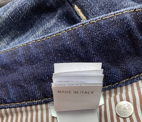 Men's Brunello Cucinelli Tattered Denim Jeans in Navy Blue Cotton