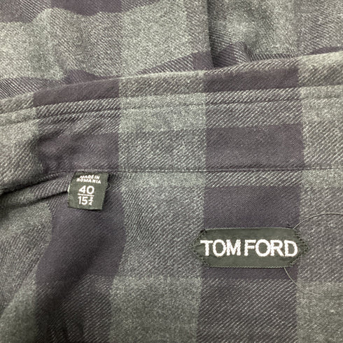 Men's Tom Ford Plaid Flannel in Grey Cotton