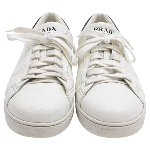 Men's Prada Low Top Sneakers in White Leather