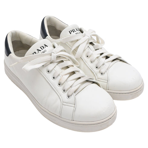 Men's Prada Low Top Sneakers in White Leather