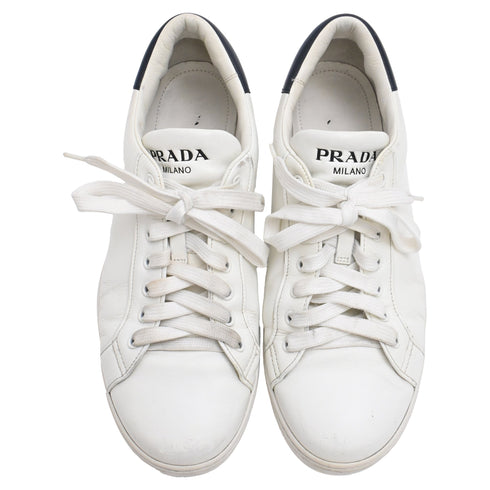 Men's Prada Low Top Sneakers in White Leather