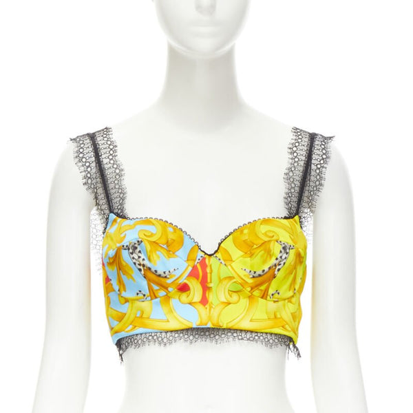 Women's Versace Barocco Acanthus Pop Lace Bustier Top