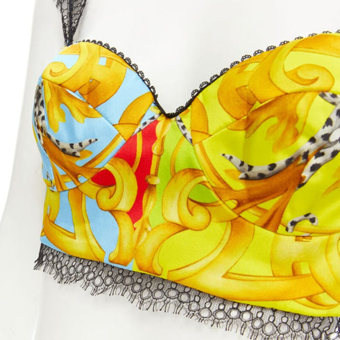 Women's Versace Barocco Acanthus Pop Lace Bustier Top
