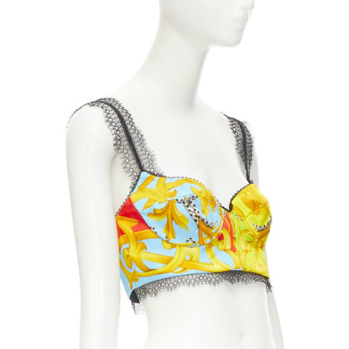Women's Versace Barocco Acanthus Pop Lace Bustier Top