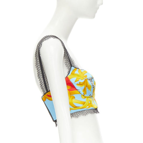 Women's Versace Barocco Acanthus Pop Lace Bustier Top