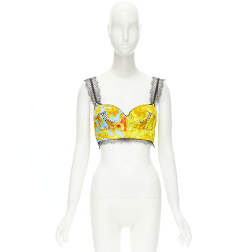 Women's Versace Barocco Acanthus Pop Lace Bustier Top