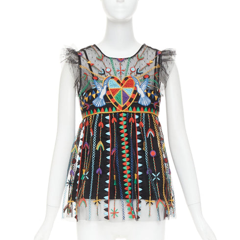 Women's Red Valentino Black Bird Embroidered Top