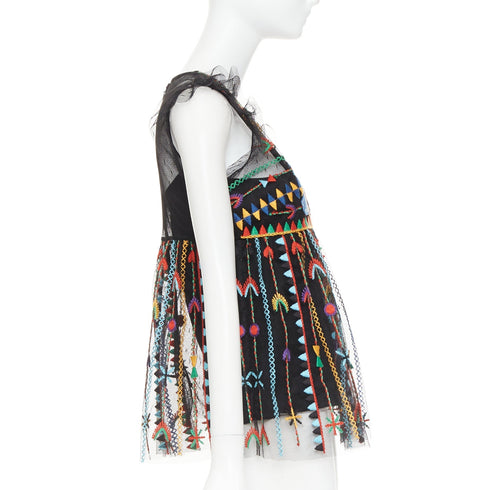 Women's Red Valentino Black Bird Embroidered Top