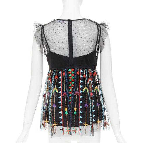 Women's Red Valentino Black Bird Embroidered Top
