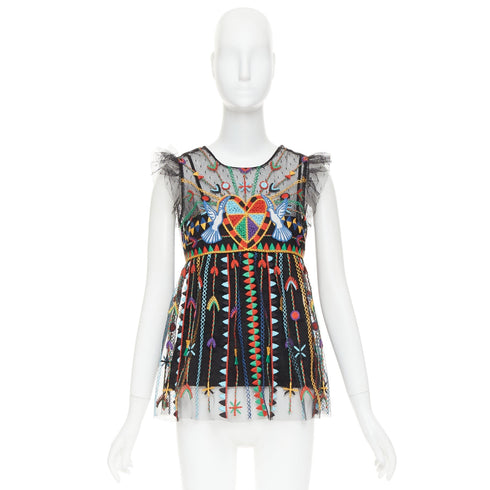 Women's Red Valentino Black Bird Embroidered Top