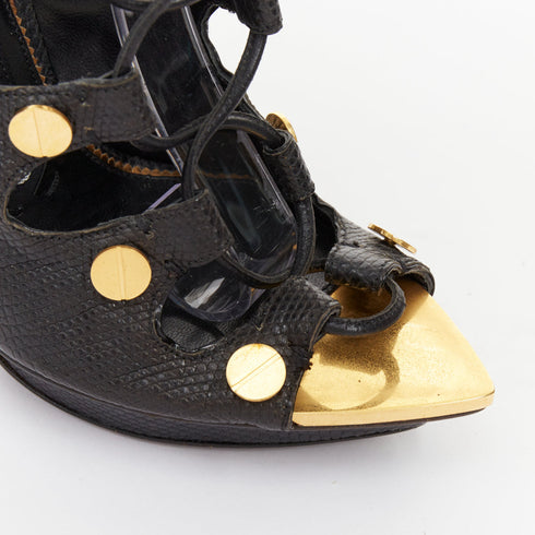 Women's Tom Ford 2012 Runway Black Lizard Platform Sandals