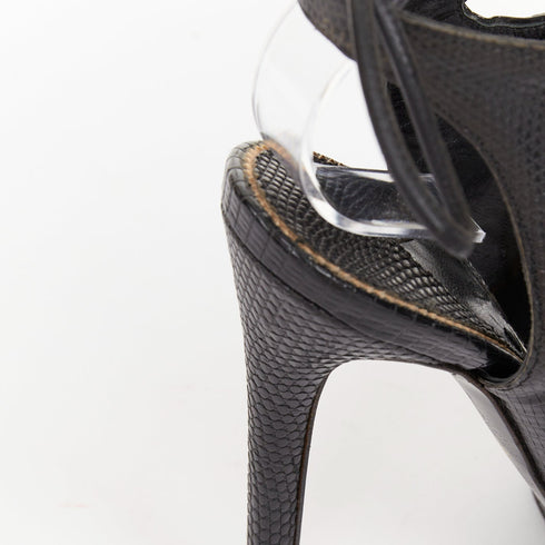 Women's Tom Ford 2012 Runway Black Lizard Platform Sandals