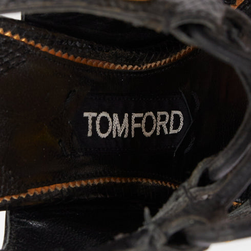 Women's Tom Ford 2012 Runway Black Lizard Platform Sandals