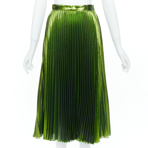 Women's Gucci 2016 Runway Green Metallic Pleated Skirt