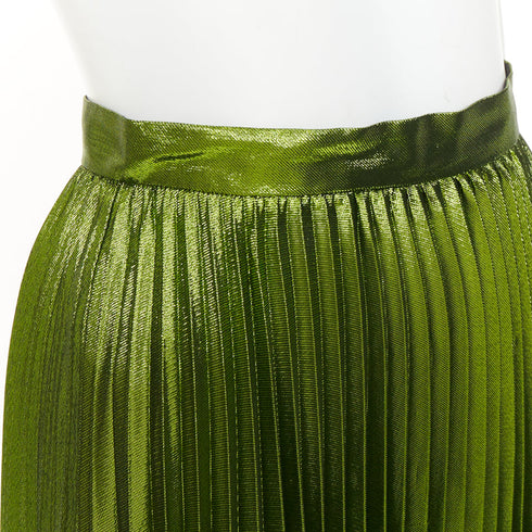 Women's Gucci 2016 Runway Green Metallic Pleated Skirt