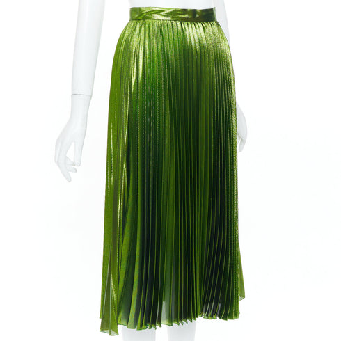 Women's Gucci 2016 Runway Green Metallic Pleated Skirt